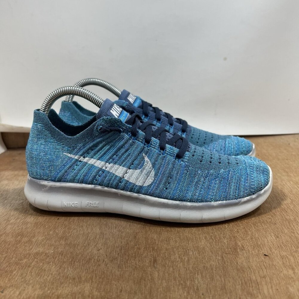Nike Free RN Flyknit Women's Size 8 Running Shoes Ocean Fog Sneakers 831070-404
